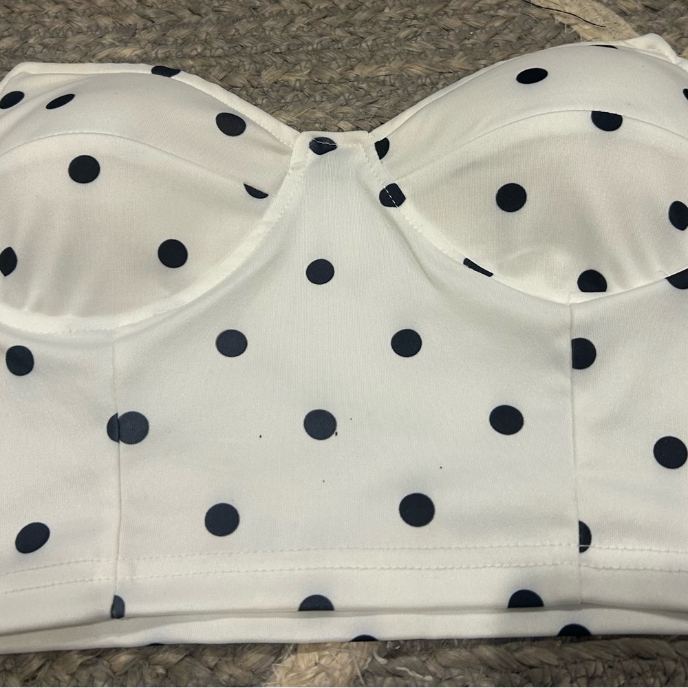 SHEIN Black and White Polka Dot Crop Top